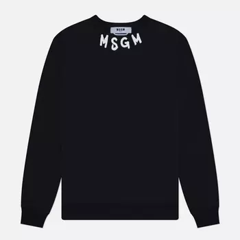 Мужская толстовка MSGM Collar Logo Print Brush Stroke MSGM, цвет чёрный, размер XXL