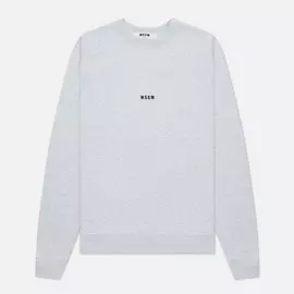 Мужская толстовка MSGM Micrologo Basic Unbrushed Crew Neck, цвет серый, размер XL