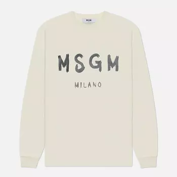 Мужская толстовка MSGM MSGM Brush Stroke Logo Print, цвет белый, размер L