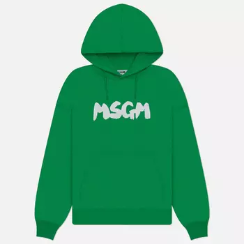 Мужская толстовка MSGM New Brosh Stroke Logo Hoodie, цвет зелёный, размер XL