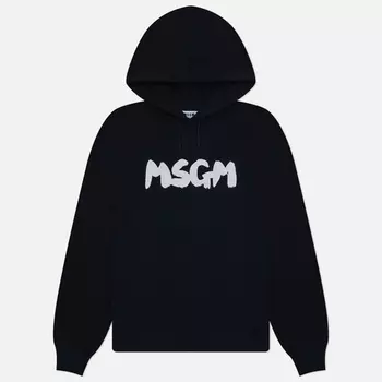 Мужская толстовка MSGM New Brosh Stroke Logo Hoodie, цвет чёрный, размер XL