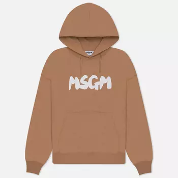 Мужская толстовка MSGM New Brush Stroke Logo Hoodie, цвет коричневый, размер XL