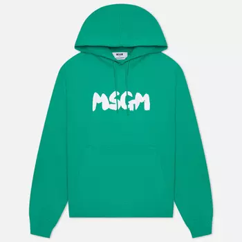 Мужская толстовка MSGM New Brush Stroke Logo Hoodie, цвет зелёный, размер XL