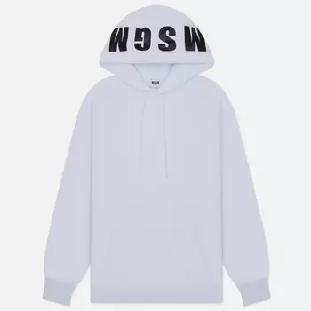 Мужская толстовка MSGM Oversized Maxilogo Unbrushed Hoodie, цвет белый, размер S