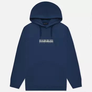Мужская толстовка Napapijri Box Hoodie Loose Fit, цвет синий, размер M