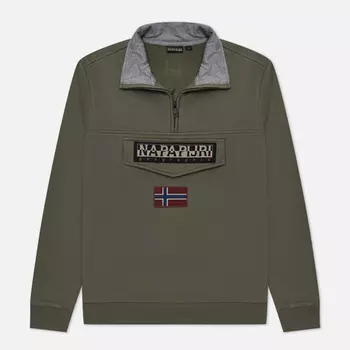 Мужская толстовка Napapijri Burgee Half Zip, цвет оливковый, размер L