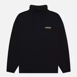 Мужская толстовка Napapijri Patch Half Zip Fleece, цвет чёрный, размер XXL