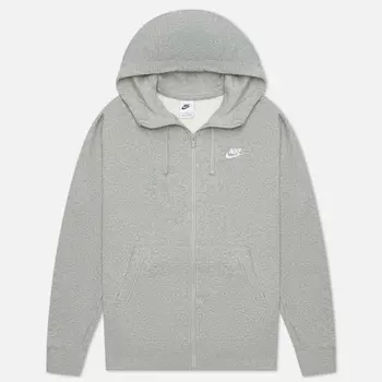 Мужская толстовка Nike Club Fleece Full Zip Hoodie, цвет серый, размер S