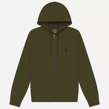 Мужская толстовка Polo Ralph Lauren Embroidered Logo Full Zip Hoodie, цвет оливковый, размер XXL