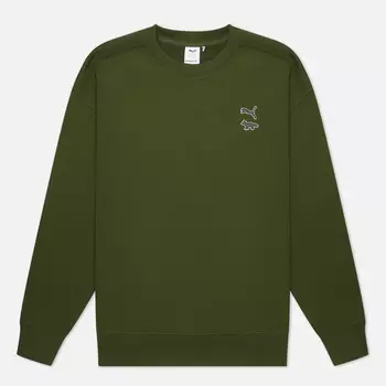 Мужская толстовка Puma x Maison Kitsune Print Crew, цвет зелёный, размер XL