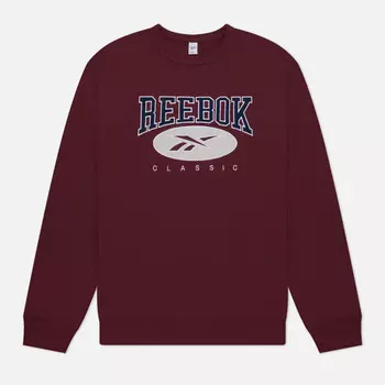 Мужская толстовка Reebok Archive Essentials Crew, цвет бордовый, размер XXL