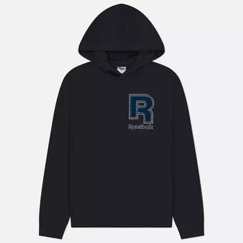 Мужская толстовка Reebok Identity Chenille Hoodie, цвет чёрный, размер XL
