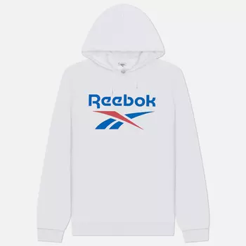 Мужская толстовка Reebok Identity Fleece Stacked Logo Hoodie, цвет белый, размер M