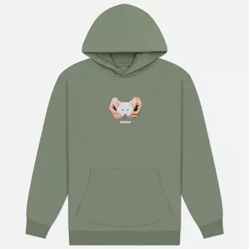 Мужская толстовка RIPNDIP Happy Kitty Hoodie, цвет зелёный, размер S