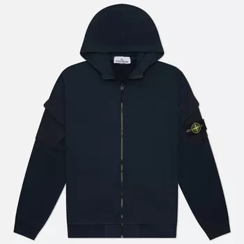 Мужская толстовка Stone Island Brushed Organic Cotton Fleece Regular Zip-Up Hoodie, цвет синий, размер XL