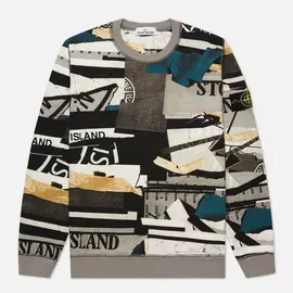 Мужская толстовка Stone Island Mixed Media All Over Print, цвет серый, размер XL