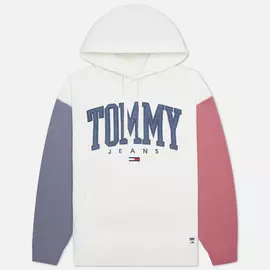 Мужская толстовка Tommy Jeans ABO Collegiate Colorblock Hoodie, цвет белый, размер L