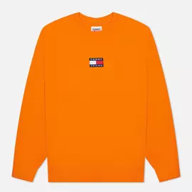 Мужская толстовка Tommy Jeans Badge Organic Cotton Crew Neck, цвет оранжевый, размер L
