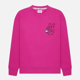 Мужская толстовка Tommy Jeans Badge Peace Crew Neck, цвет фиолетовый, размер XXL
