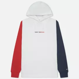 Мужская толстовка Tommy Jeans Colour-Blocked Hoody, цвет белый, размер L