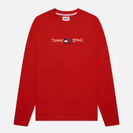 Мужская толстовка Tommy Jeans Seasonal Straight Logo Crew Neck, цвет красный, размер L