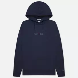 Мужская толстовка Tommy Jeans Straight Logo Heathered Hoodie, цвет синий, размер M