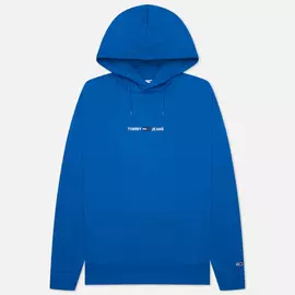 Мужская толстовка Tommy Jeans Straight Logo Heathered Hoodie, цвет синий, размер XL