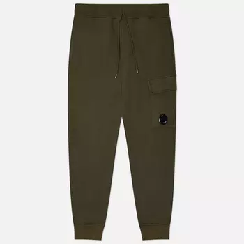 Мужские брюки C.P. Company Cotton Diagonal Fleece Cargo Regular, цвет оливковый, размер S