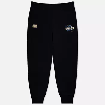 Мужские брюки Evisu Evergreen Kumadori Daruma Double Daicock Printed, цвет чёрный, размер XL