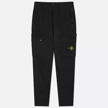 Мужские брюки Stone Island Brushed Organic Cotton Canvas Old Effect Slim, цвет чёрный, размер 32