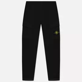 Мужские брюки Stone Island Cargo Regular Tapered Fit, цвет чёрный, размер 28