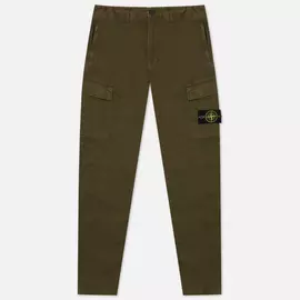 Мужские брюки Stone Island Stretch Broken Twill Garment Dyed OLD, цвет оливковый, размер 36