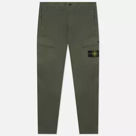 Мужские брюки Stone Island Stretch Cotton Gabardine Regular Tapered Fit, цвет оливковый, размер 32