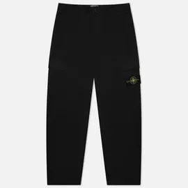 Мужские брюки Stone Island Stretch Cotton Wool Satin Loose Fit, цвет чёрный, размер 34