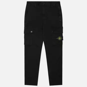 Мужские брюки Stone Island Stretch Organic Broken Twill Cotton Old Effect Slim, цвет чёрный, размер 36