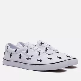 Мужские кеды Polo Ralph Lauren Thorton All Over Embroidered Polo Pony, цвет белый, размер 42 EU