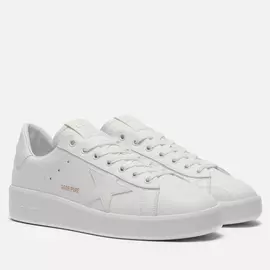 Мужские кроссовки Golden Goose Purestar Leather/Leather Star, цвет белый, размер 46 EU