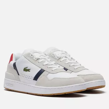 Мужские кроссовки Lacoste T-Clip Tricolour Leather/Suede, цвет белый, размер 41 EU