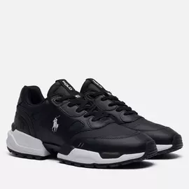Мужские кроссовки Polo Ralph Lauren Jogger Polo Pony Leather, цвет чёрный, размер 41 EU