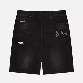 Мужские шорты Evisu Seagull Applique Hidden GodHead Print, цвет чёрный, размер 36