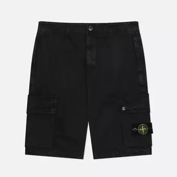 Мужские шорты Stone Island Brushed Organic Cotton Canvas Old Effect, цвет чёрный, размер 33