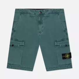 Мужские шорты Stone Island Cargo Garment Dyed, цвет зелёный, размер 34