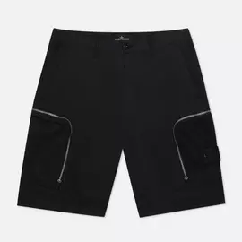 Мужские шорты Stone Island Shadow Project Cargo Black Weaved Cotton Satin, цвет чёрный, размер 46
