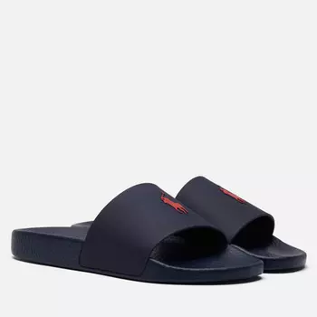 Мужские сланцы Polo Ralph Lauren Signature Pony Slide, цвет синий, размер 44 EU