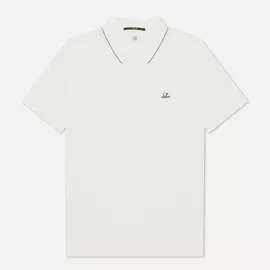 Мужское поло C.P. Company Stretch Pique Classic Logo Badge, цвет белый, размер XL