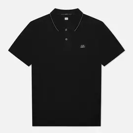 Мужское поло C.P. Company Stretch Pique Classic Logo Badge, цвет чёрный, размер S
