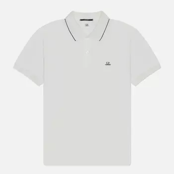 Мужское поло C.P. Company Stretch Piquet Regular Striped Collar, цвет белый, размер XXL