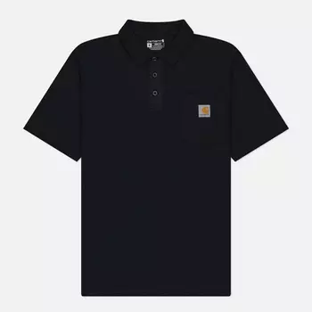 Мужское поло Carhartt Loose Fit Midweight Pocket, цвет чёрный, размер M