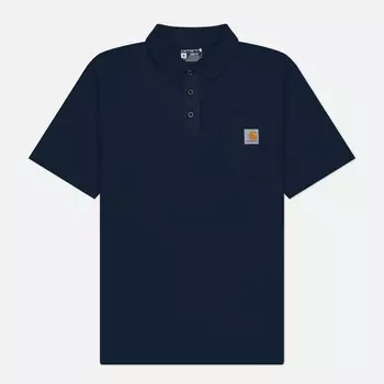 Мужское поло Carhartt Loose Fit Midweight Pocket, цвет синий, размер M