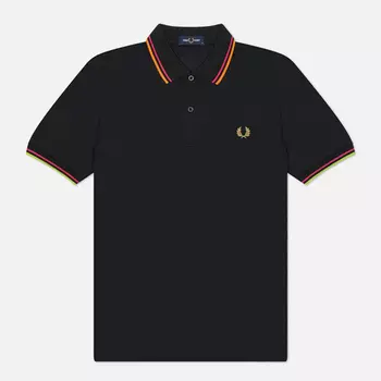 Мужское поло Fred Perry Twin Tipped Tennis, цвет чёрный, размер XXL
